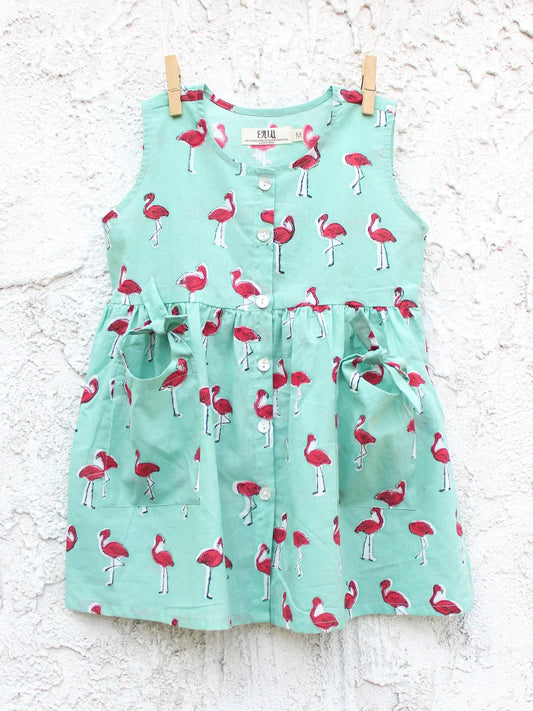 Chhapa - Flamingo Mint Dress