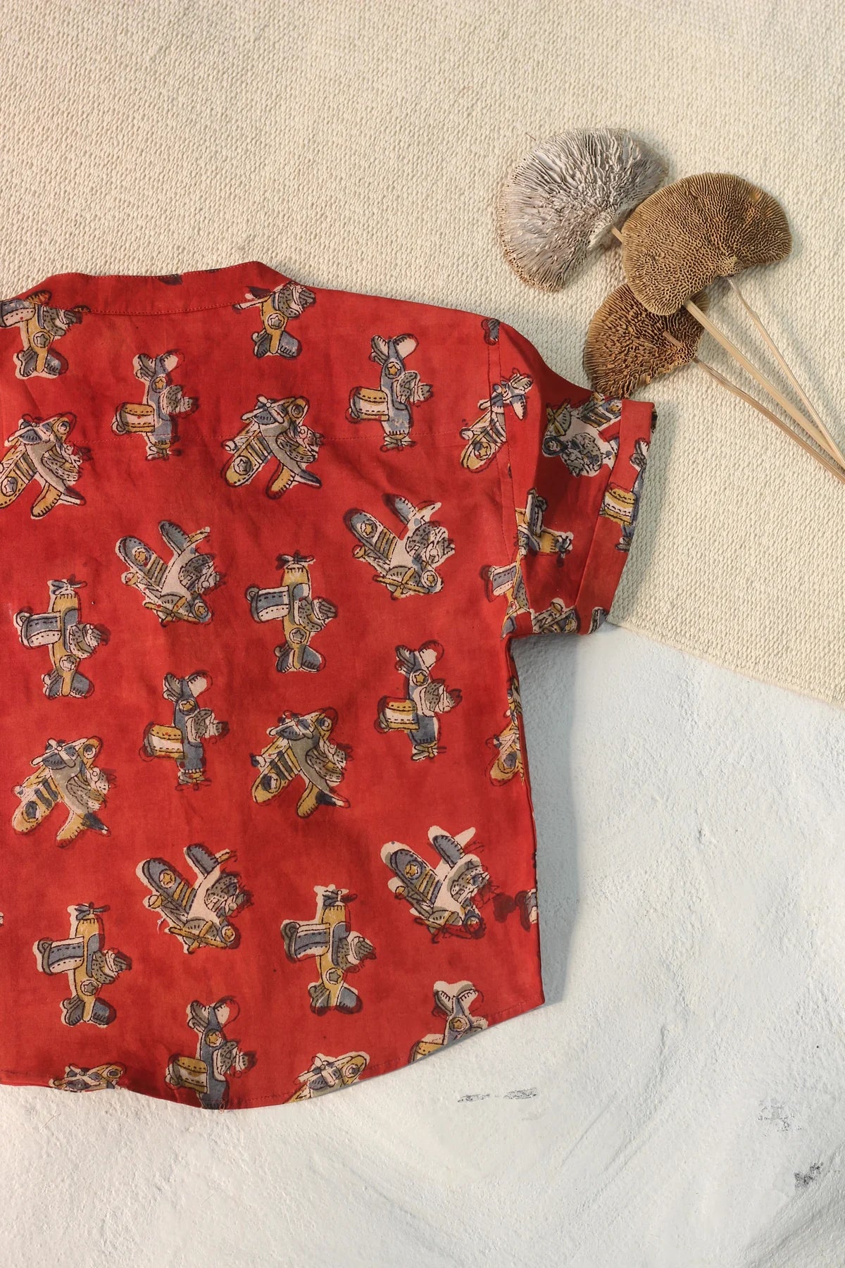 Chhapa - Bagru Maroon Plane Shirt