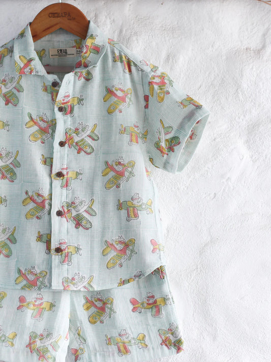 Chhapa - Plane Muslin Shirt and Short set